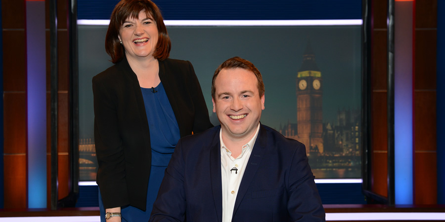 Unspun With Matt Forde. Image shows from L to R: Nicky Morgan, Matt Forde. Copyright: Avalon Television. Unspun With Matt Forde. Image shows from L to R: Nicky Morgan, Matt Forde. Copyright: Avalon Television.