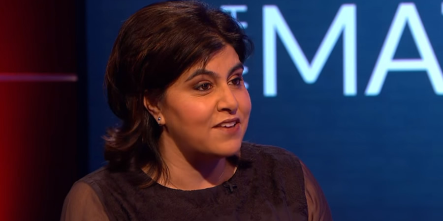 Unspun With Matt Forde. Sayeeda Warsi. Copyright: Avalon Television. Unspun With Matt Forde. Sayeeda Warsi. Copyright: Avalon Television.