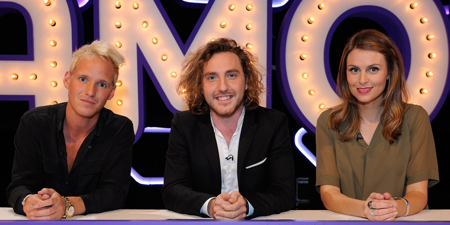 Virtually Famous. Image shows from L to R: Jamie Laing, Seann Walsh, Ellie Taylor. Copyright: Talkback / Hungry Bear Media. Virtually Famous. Image shows from L to R: Jamie Laing, Seann Walsh, Ellie Taylor. Copyright: Talkback / Hungry Bear Media.
