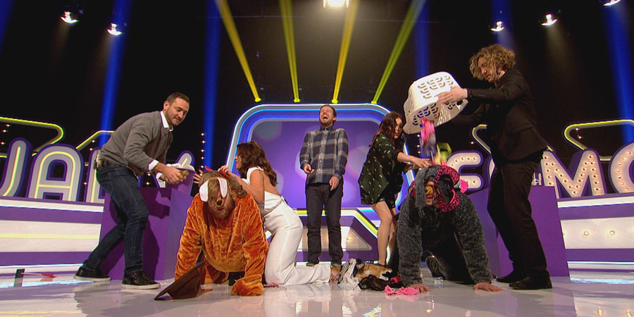 Virtually Famous. Image shows from L to R: Will Mellor, Bobby Mair, Vicky Pattison, Chris Ramsey, Scarlett Moffatt, Shayne Ward, Seann Walsh. Virtually Famous. Image shows from L to R: Will Mellor, Bobby Mair, Vicky Pattison, Chris Ramsey, Scarlett Moffatt, Shayne Ward, Seann Walsh.