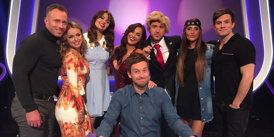 Virtually Famous. Image shows from L to R: James Jordan, Ola Jordan, Ellie Taylor, Vicky Pattison, Chris Ramsey, Seann Walsh, Megan McKenna, Will Best. Virtually Famous. Image shows from L to R: James Jordan, Ola Jordan, Ellie Taylor, Vicky Pattison, Chris Ramsey, Seann Walsh, Megan McKenna, Will Best.