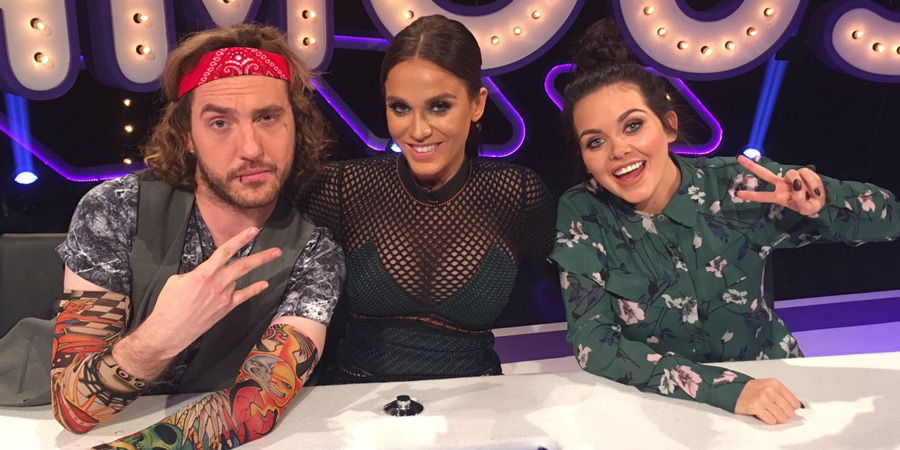 Virtually Famous. Image shows from L to R: Seann Walsh, Vicky Pattison, Scarlett Moffatt. Copyright: Talkback. Virtually Famous. Image shows from L to R: Seann Walsh, Vicky Pattison, Scarlett Moffatt. Copyright: Talkback.