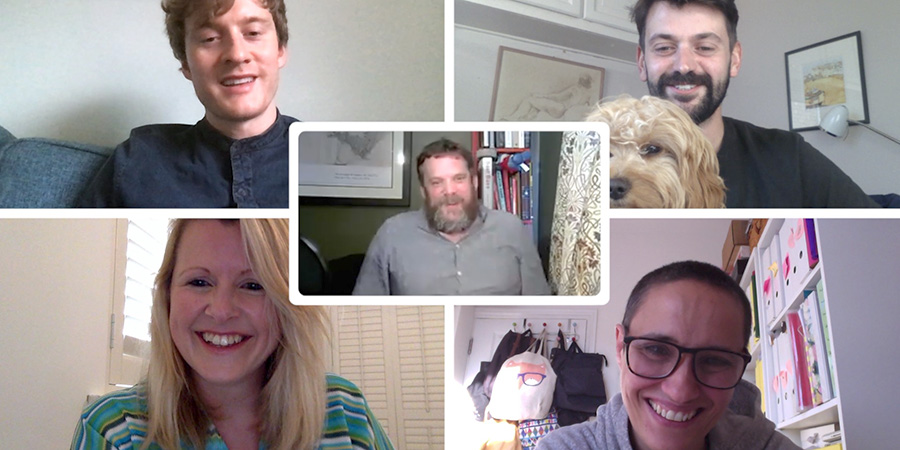 Who Said That?. Image shows from L to R: James Acaster, Esyllt Sears, Mark Olver, Fin Taylor, Jen Brister. Who Said That?. Image shows from L to R: James Acaster, Esyllt Sears, Mark Olver, Fin Taylor, Jen Brister.