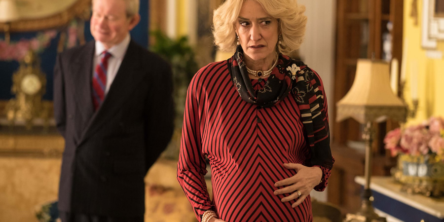 The Windsors. Image shows from L to R: Charles (Harry Enfield), Camilla (Haydn Gwynne). The Windsors. Image shows from L to R: Charles (Harry Enfield), Camilla (Haydn Gwynne).