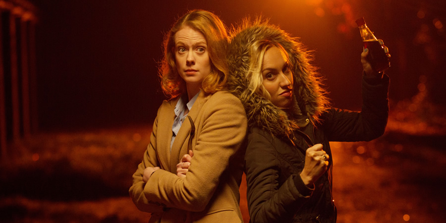 Witless. Image shows from L to R: Rhona (Zoe Boyle), Leanne (Kerry Howard). Copyright: Objective Productions. Witless. Image shows from L to R: Rhona (Zoe Boyle), Leanne (Kerry Howard). Copyright: Objective Productions.