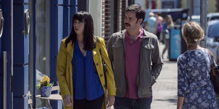 Women On The Verge. Image shows from L to R: Alison (Eileen Walsh), Martin (Aaron McCusker). Women On The Verge. Image shows from L to R: Alison (Eileen Walsh), Martin (Aaron McCusker).