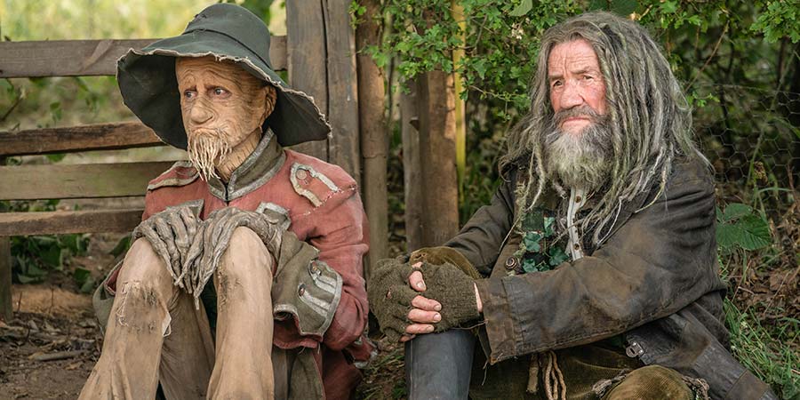 Worzel Gummidge. Image shows from L to R: Worzel (Mackenzie Crook), The Green Man (Michael Palin). Copyright: Leopard Pictures. Worzel Gummidge. Image shows from L to R: Worzel (Mackenzie Crook), The Green Man (Michael Palin). Copyright: Leopard Pictures.