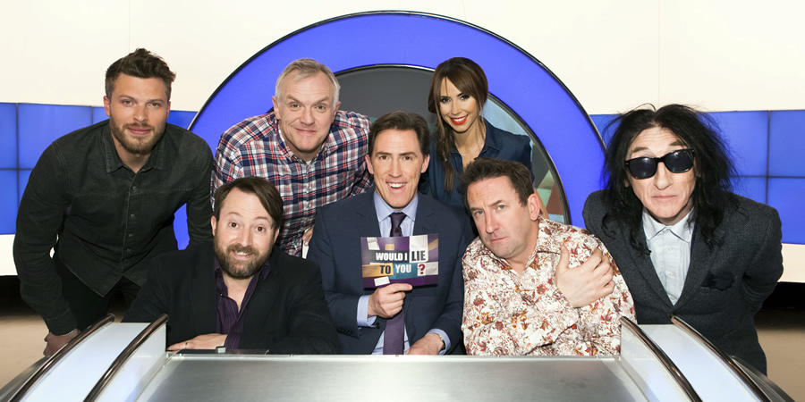 Would I Lie To You?. Image shows from L to R: Rick Edwards, David Mitchell, Greg Davies, Rob Brydon, Alex Jones, Lee Mack, John Cooper Clarke. Copyright: Zeppotron. Would I Lie To You?. Image shows from L to R: Rick Edwards, David Mitchell, Greg Davies, Rob Brydon, Alex Jones, Lee Mack, John Cooper Clarke. Copyright: Zeppotron.
