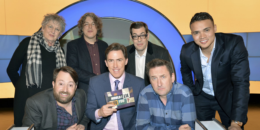 Would I Lie To You?. Image shows from L to R: Germaine Greer, David Mitchell, Alan Davies, Rob Brydon, Richard Osman, Lee Mack, Jermaine Jenas. Copyright: Zeppotron. Would I Lie To You?. Image shows from L to R: Germaine Greer, David Mitchell, Alan Davies, Rob Brydon, Richard Osman, Lee Mack, Jermaine Jenas. Copyright: Zeppotron.