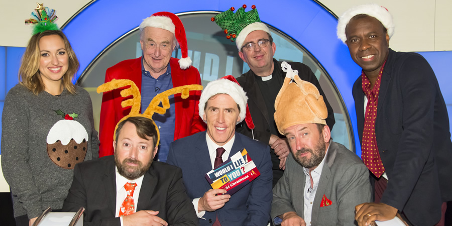 Would I Lie To You?. Image shows from L to R: Kerry Howard, David Mitchell, Henry Blofeld, Rob Brydon, Richard Coles, Lee Mack, Clive Myrie. Copyright: Zeppotron. Would I Lie To You?. Image shows from L to R: Kerry Howard, David Mitchell, Henry Blofeld, Rob Brydon, Richard Coles, Lee Mack, Clive Myrie. Copyright: Zeppotron.