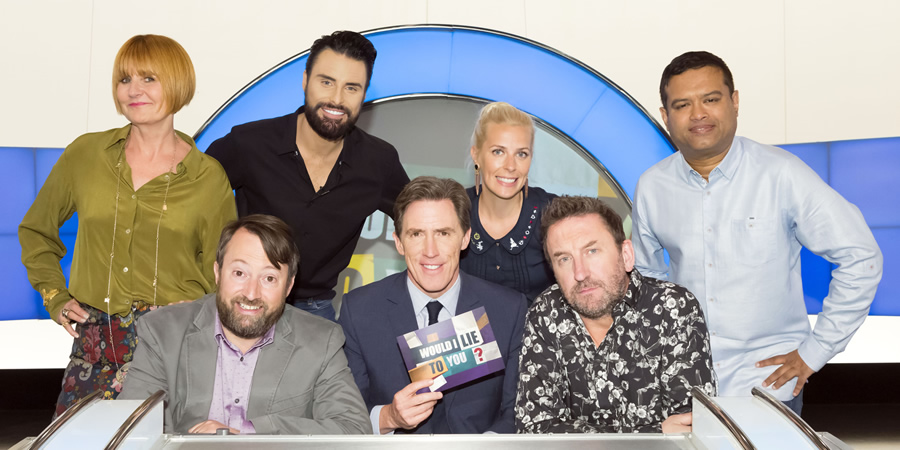 Would I Lie To You?. Image shows from L to R: Mary Portas, David Mitchell, Rylan Clark-Neal, Rob Brydon, Sara Pascoe, Lee Mack, Paul Sinha. Copyright: Zeppotron. Would I Lie To You?. Image shows from L to R: Mary Portas, David Mitchell, Rylan Clark-Neal, Rob Brydon, Sara Pascoe, Lee Mack, Paul Sinha. Copyright: Zeppotron.