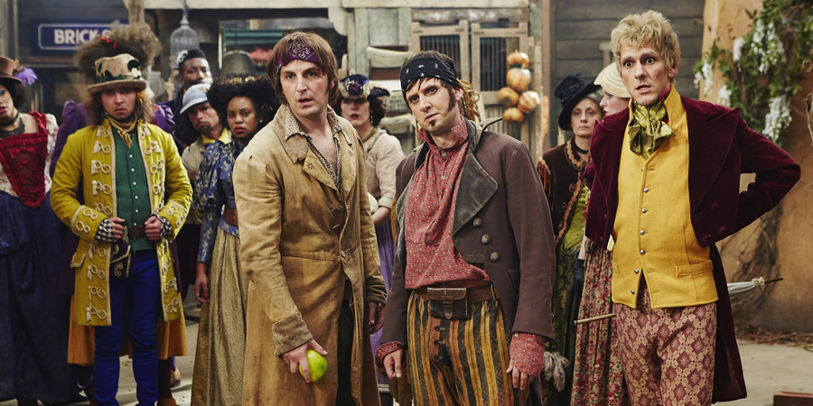 Yonderland. Image shows from L to R: Mathew Baynton, Laurence Rickard, Ben Willbond. Copyright: Working Title Films. Yonderland. Image shows from L to R: Mathew Baynton, Laurence Rickard, Ben Willbond. Copyright: Working Title Films.