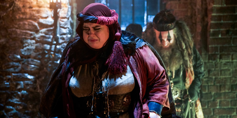 Zapped. Image shows from L to R: Barbara (Sharon Rooney), Howell (Paul Kaye). Zapped. Image shows from L to R: Barbara (Sharon Rooney), Howell (Paul Kaye).