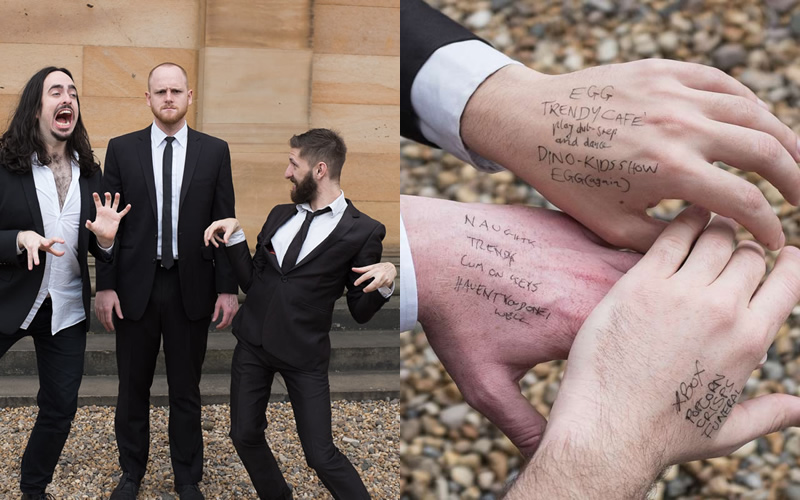 Aunty Donna. Image shows from L to R: Zachary Ruane, Broden Kelly, Mark Bonanno. Aunty Donna. Image shows from L to R: Zachary Ruane, Broden Kelly, Mark Bonanno.
