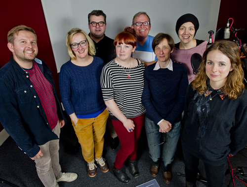 Legend Of The Holyrood Vampires. Image shows from L to R: Hughie Strang (Greg McHugh), Grafin Von Schwartzbergen (Gabriel Quigley), Professor Knox (Steven McNicoll), Bella (Sally Reid), Mysterious Gentleman (Ford Kiernan), Alison Kennedy, Madame MacLaverty (Karen Dunbar), Victoria Van Helsing (Cariad Lloyd). Copyright: The Comedy Unit. Legend Of The Holyrood Vampires. Image shows from L to R: Hughie Strang (Greg McHugh), Grafin Von Schwartzbergen (Gabriel Quigley), Professor Knox (Steven McNicoll), Bella (Sally Reid), Mysterious Gentleman (Ford Kiernan), Alison Kennedy, Madame MacLaverty (Karen Dunbar), Victoria Van Helsing (Cariad Lloyd). Copyright: The Comedy Unit.