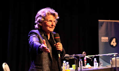 The News Quiz. Sandi Toksvig. Copyright: BBC. The News Quiz. Sandi Toksvig. Copyright: BBC.