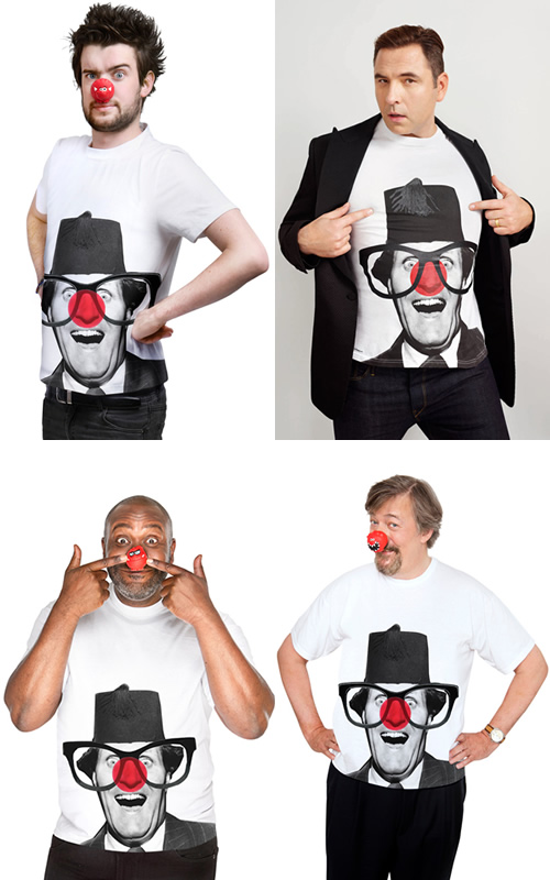 Comic Relief t-shirts 2013. Image shows from L to R: Jack Whitehall, David Walliams, Lenny Henry, Stephen Fry. Comic Relief t-shirts 2013. Image shows from L to R: Jack Whitehall, David Walliams, Lenny Henry, Stephen Fry.