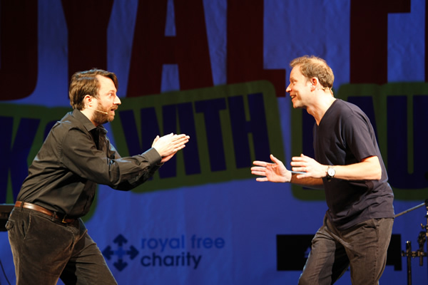 Mitchell & Webb at Royal Free Rocks With Laughter 2013. Image shows from L to R: David Mitchell, Robert Webb. Mitchell & Webb at Royal Free Rocks With Laughter 2013. Image shows from L to R: David Mitchell, Robert Webb.