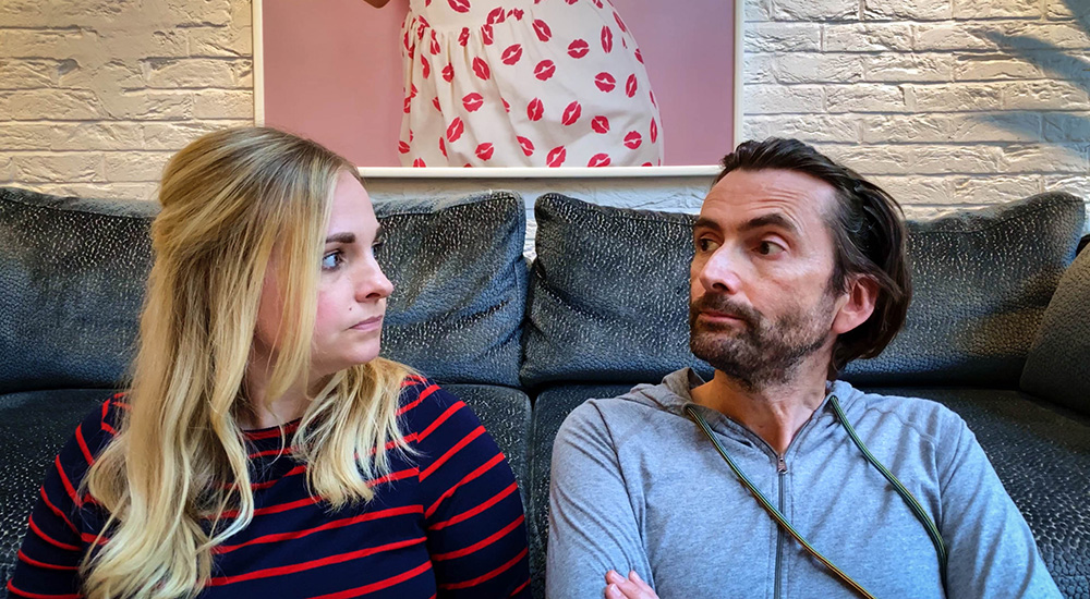 Staged. Image shows from L to R: Georgia (Georgia Tennant), David (David Tennant). Copyright: BBC / Simon Ridgeway. Staged. Image shows from L to R: Georgia (Georgia Tennant), David (David Tennant). Copyright: BBC / Simon Ridgeway.