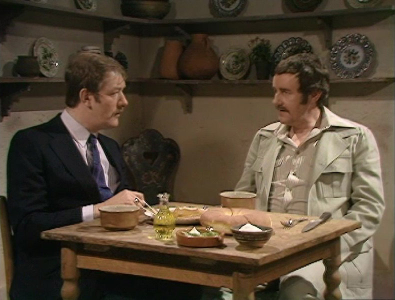 The Other One. Image shows from L to R: Brian Bryant (Michael Gambon), Ralph Tanner (Richard Briers). Copyright: BBC. The Other One. Image shows from L to R: Brian Bryant (Michael Gambon), Ralph Tanner (Richard Briers). Copyright: BBC.