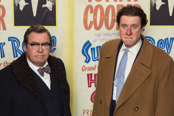 Tommy Cooper: Not Like That, Like This. Image shows from L to R: Miff Ferrie (Gregor Fisher), Tommy Cooper (David Threlfall). Copyright: Left Bank Pictures. Tommy Cooper: Not Like That, Like This. Image shows from L to R: Miff Ferrie (Gregor Fisher), Tommy Cooper (David Threlfall). Copyright: Left Bank Pictures.