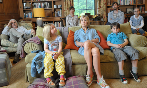 What We Did On Our Holiday. Image shows from L to R: Gordie McLeod (Billy Connolly), Jess McLeod (Harriet Turnbull), Margaret McLeod (Amelia Bullmore), Abi McLeod (Rosamund Pike), Mickey McLeod (Bobby Smalldridge), Doug McLeod (David Tennant), Lottie McLeod (Emilia Jones). Copyright: Origin Pictures / BBC Films. What We Did On Our Holiday. Image shows from L to R: Gordie McLeod (Billy Connolly), Jess McLeod (Harriet Turnbull), Margaret McLeod (Amelia Bullmore), Abi McLeod (Rosamund Pike), Mickey McLeod (Bobby Smalldridge), Doug McLeod (David Tennant), Lottie McLeod (Emilia Jones). Copyright: Origin Pictures / BBC Films.