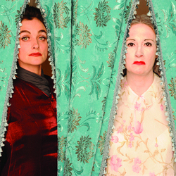 Bette and Joan - The Final Curtain. Image shows from L to R: Sarah Toogood, Sarah Thom. Copyright: Tiger Aspect Productions. Bette and Joan - The Final Curtain. Image shows from L to R: Sarah Toogood, Sarah Thom. Copyright: Tiger Aspect Productions.