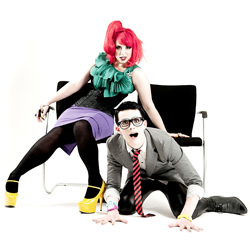 Frisky and Mannish: Pop Centre Plus. Image shows from L to R: Laura Corcoran, Matthew Floyd Jones. Copyright: Talkback Productions. Frisky and Mannish: Pop Centre Plus. Image shows from L to R: Laura Corcoran, Matthew Floyd Jones. Copyright: Talkback Productions.