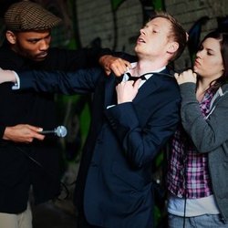 Give Me The Funnies!. Image shows from L to R: Nico Yearwood, Ben Jay, Sarah Callaghan. Give Me The Funnies!. Image shows from L to R: Nico Yearwood, Ben Jay, Sarah Callaghan.