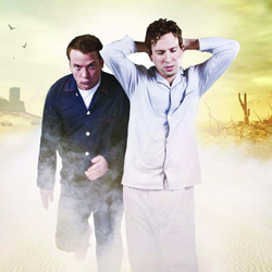 The Pajama Men: In the Middle of No One. Image shows from L to R: Shenoah Allen, Mark Chavez. Copyright: BBC. The Pajama Men: In the Middle of No One. Image shows from L to R: Shenoah Allen, Mark Chavez. Copyright: BBC.