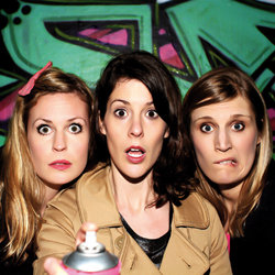 The Boom Jennies: Mischief. Image shows from L to R: Lizzie Bates, Catriona Knox, Anna Emerson. The Boom Jennies: Mischief. Image shows from L to R: Lizzie Bates, Catriona Knox, Anna Emerson.