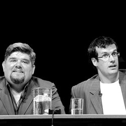 The Early Edition. Image shows from L to R: Andre Vincent, Marcus Brigstocke. The Early Edition. Image shows from L to R: Andre Vincent, Marcus Brigstocke.