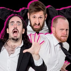 Aunty Donna. Image shows from L to R: Zachary Ruane, Mark Bonanno, Broden Kelly. Copyright: Channel X. Aunty Donna. Image shows from L to R: Zachary Ruane, Mark Bonanno, Broden Kelly. Copyright: Channel X.