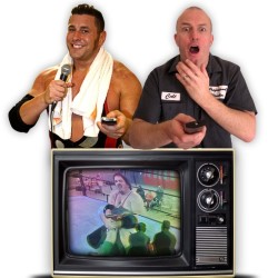 Brendon Burns and Colt Cabana Sit in a F*cking Yurt at 11pm and Provide Comedy and Commentary to Bad Wrestling Matches. Image shows from L to R: Colt Cabana, Brendon Burns. Copyright: North One Television. Brendon Burns and Colt Cabana Sit in a F*cking Yurt at 11pm and Provide Comedy and Commentary to Bad Wrestling Matches. Image shows from L to R: Colt Cabana, Brendon Burns. Copyright: North One Television.