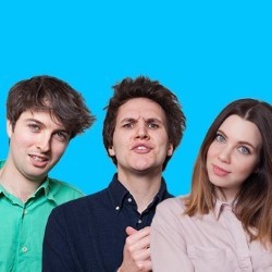 David, Tom and Sophie: Live in Scotland. Image shows from L to R: David McIver, Tom Wragg, Sophie Henderson. Copyright: Baby Cow Productions. David, Tom and Sophie: Live in Scotland. Image shows from L to R: David McIver, Tom Wragg, Sophie Henderson. Copyright: Baby Cow Productions.