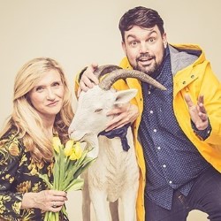 Charlie Baker Presents: The Greatest Goat Of All Time. Image shows from L to R: Sam Battersea, Charlie Baker. Charlie Baker Presents: The Greatest Goat Of All Time. Image shows from L to R: Sam Battersea, Charlie Baker.