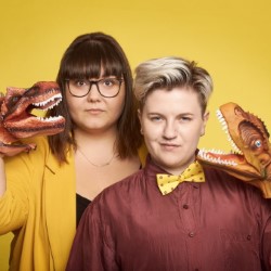 Secret Dinosaur Cult Live. Image shows from L to R: Sofie Hagen, Jodie Mitchell. Secret Dinosaur Cult Live. Image shows from L to R: Sofie Hagen, Jodie Mitchell.