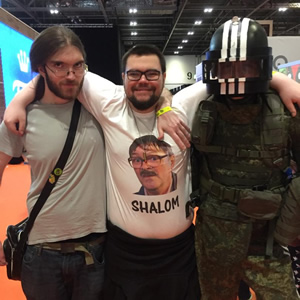 Man with Friday Night Dinner t-shirt at MCM London Comic-Con. Man with Friday Night Dinner t-shirt at MCM London Comic-Con.