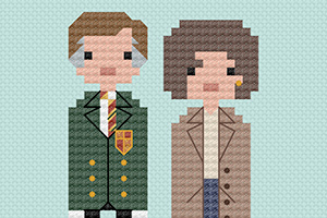 Comedy characters in cross stitch