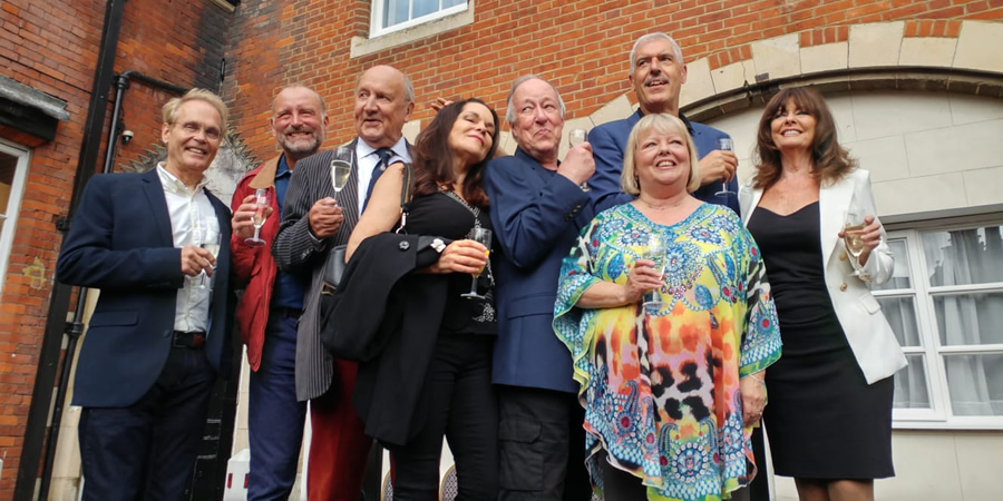 'Allo 'Allo! blue plaque unveiling. Image shows from L to R: Richard Gibson, Nicholas Frankau, John D. Collins, Francesca Gonshaw, Guy Siner, Arthur Bostrom, Sue Hodge, Vicki Michelle. 'Allo 'Allo! blue plaque unveiling. Image shows from L to R: Richard Gibson, Nicholas Frankau, John D. Collins, Francesca Gonshaw, Guy Siner, Arthur Bostrom, Sue Hodge, Vicki Michelle.