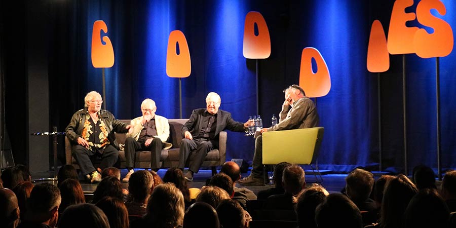 Bill Oddie, Graeme Garden and Tim Brooke-Taylor in conversation with Stewart Lee. Copyright: Network. Bill Oddie, Graeme Garden and Tim Brooke-Taylor in conversation with Stewart Lee. Copyright: Network.