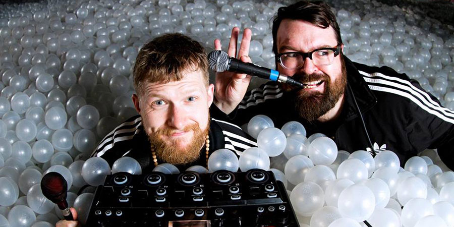 The Mighty Kids Beatbox Comedy Show. Image shows from L to R: Jack Hobbs, Jarred Christmas. The Mighty Kids Beatbox Comedy Show. Image shows from L to R: Jack Hobbs, Jarred Christmas.