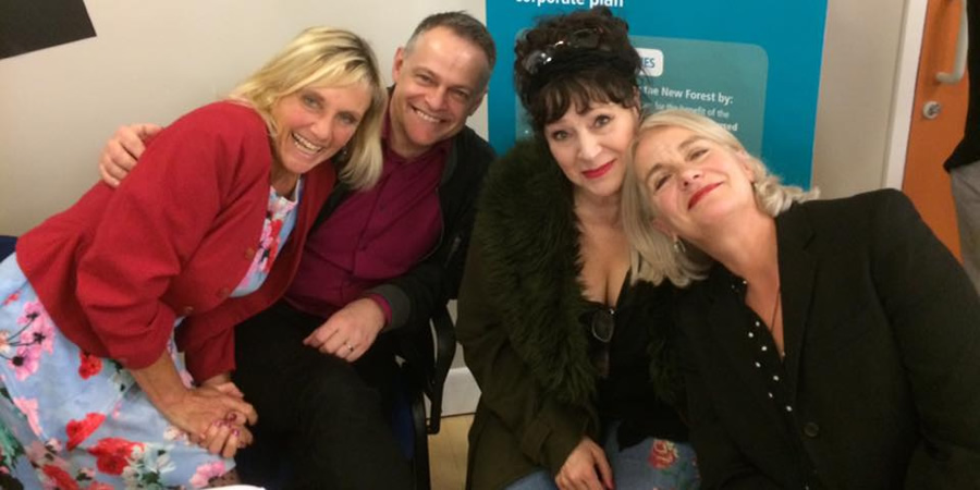 Brittas Empire reunion. Image shows from L to R: Jill Greenacre, Tim Marriott, Harriet Thorpe, Julia St. John. Brittas Empire reunion. Image shows from L to R: Jill Greenacre, Tim Marriott, Harriet Thorpe, Julia St. John.