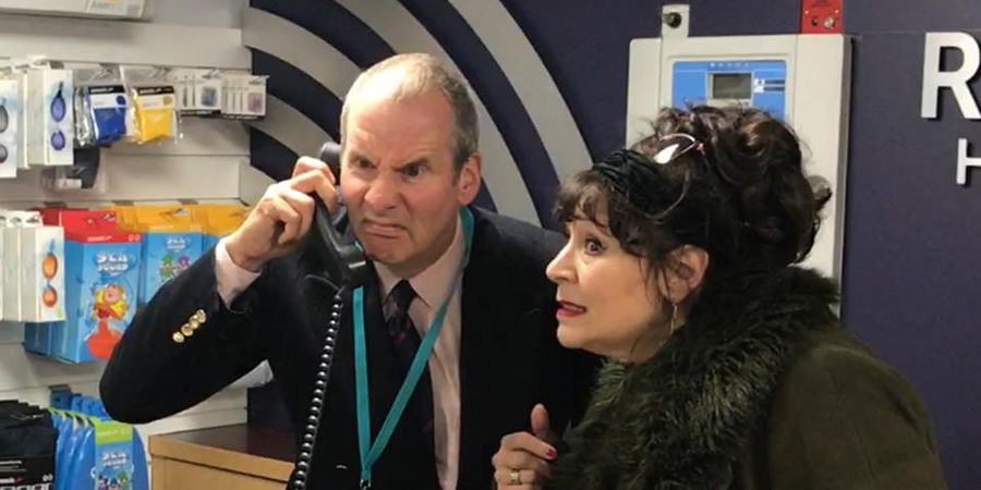 Brittas Empire reunion. Image shows from L to R: Chris Barrie, Harriet Thorpe. Brittas Empire reunion. Image shows from L to R: Chris Barrie, Harriet Thorpe.