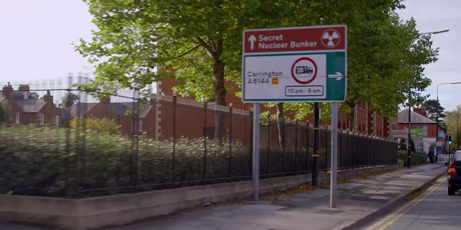 Secret Nuclear Bunker sign. Secret Nuclear Bunker sign.