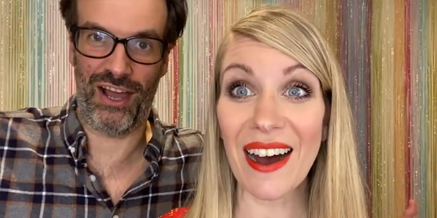 Image shows from L to R: Marcus Brigstocke, Rachel Parris. Image shows from L to R: Marcus Brigstocke, Rachel Parris.