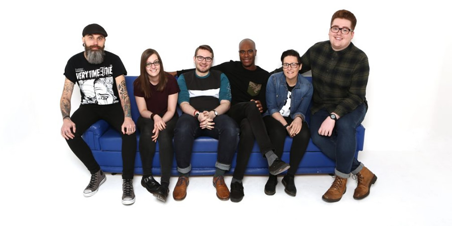 Circuit Breakers 2018. Image shows from L to R: Regan MacNeil, Kathryn Mather, Stephen Harper, Akin Omobitan, Sian Davies, Liam Bannigan. Copyright: Steve Ullathorne. Circuit Breakers 2018. Image shows from L to R: Regan MacNeil, Kathryn Mather, Stephen Harper, Akin Omobitan, Sian Davies, Liam Bannigan. Copyright: Steve Ullathorne.