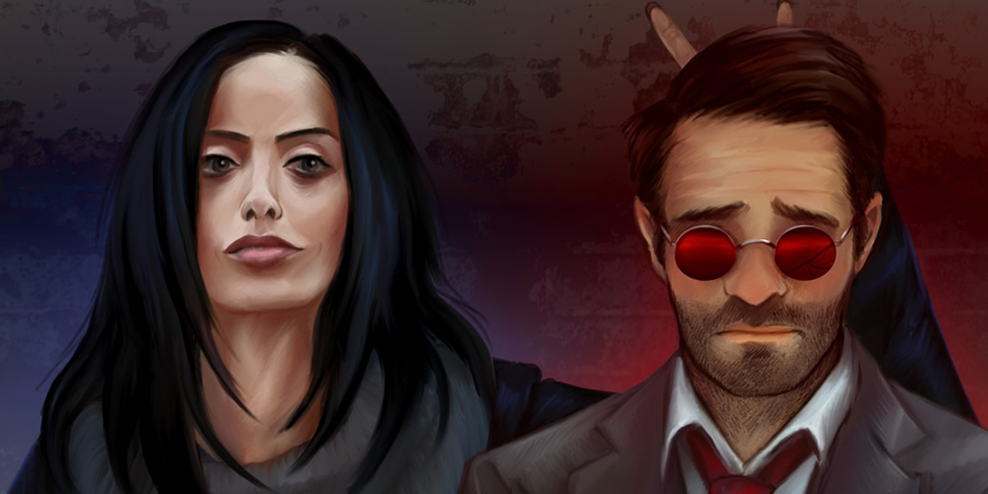 Defenders - Jessica Jones and Daredevil. Copyright: Hazelgee.