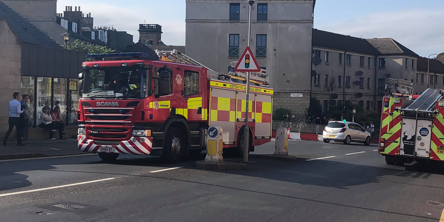 Fire Engines outside Pleasance Courtyard. Copyright: Joanne Rutherford. Fire Engines outside Pleasance Courtyard. Copyright: Joanne Rutherford.