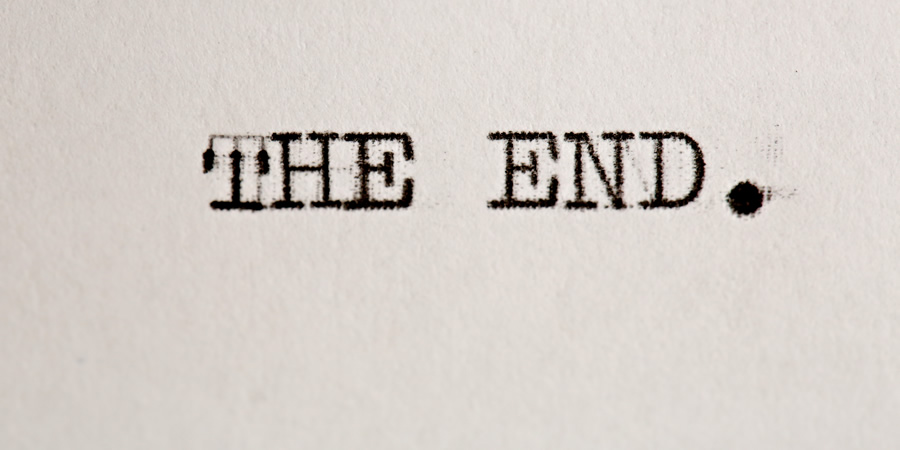 'The End.' written on a typewriter. 'The End.' written on a typewriter.